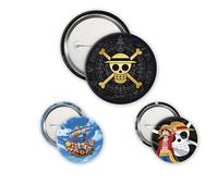 ABYstyle ONE PIECE Badge Pack Skull & Luffy - Metal - 1 x 5 cm diameter, 2 x 3.2 cm