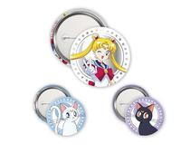 ABYstyle - Pack of 3 Badges SAILOR MOON, Luna & Artemis - Official Product - Diameter 5 cm & 3.2 cm - Soft Touch Touch