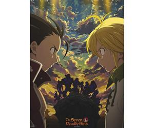 ABYSTYLE The Seven Deadly Sins 10 Commandments Key Art Unframed Mini Poster 15" x 20.5" Featuring Meliodas & Zeldris Anime Manga Wall Art Prints for Bedroom Office Room Decor