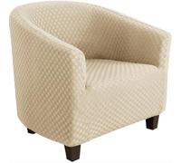 ABZDUNG 1 Seater Armchair Cover, Jacquard Square, Elasticr, Non-Slip, for Bar Living Room Bedroom(Beige)