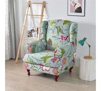 ABZDUNG 2 Piece Stretch Wingback Chair Covers Wing Chair Slipcover Armchairs Covers Classic Printed Sofa Slipcover Spandex Furniture Protector for Living Room Bedroom Hotel(E)