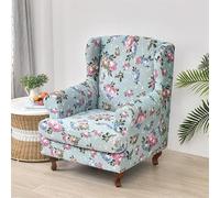 ABZDUNG 2 Piece Stretch Wingback Chair Covers Wing Chair Slipcover Beautiful Elegant Floral Print Armchairs Covers Spandex Furniture Protector for Living Room Bedroom Hotel(D)
