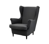 ABZDUNG 2 Pieces Stretch Wingback Chair Slipcover, Solid Color 1 Seater Sofa Cover with Cushion Cover, Washable for Reception Bar Living Room Bedroom(Grigio Scuro)