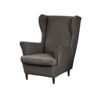 ABZDUNG 2 Pieces Stretch Wingback Chair Slipcover, Solid Color 1 Seater Sofa Cover with Cushion Cover, Washable for Reception Bar Living Room Bedroom(Grigio)