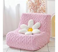 ABZDUNG Armless Sofa Cover Jacquard Velvet Lazy Floor Armless Chair Slipcover Folding Sofa Bed Cover Non-Armrest Furniture Protector Lazy Stretch Sofa Cover 1 Seater for Kids Dog Cat(Pink)