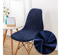 ABZDUNG Chair Covers with Backrest 6 4 2 Pieces Stretch, Thick Velvet Plain Washable Scandinavian Chair Cover for Hotel Banquet Kitchen Party Decor(Blu Navy,6 Pezzi)
