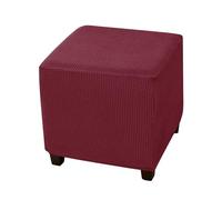 ABZDUNG Jacquard Square Ottoman Cover, Universal Stretch Pouf Cover Soft Ottoman Cover with Elastic Bottom Non-Slip Washable Ottoman Slipcovers(Borgogna)