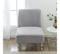 ABZDUNG Luxury Velvet Armless Chair Slipcovers Accent Chair Covers, Stretch Removable Washable Slipper Chair Cover Modern Furniture Protector for Dining Living Room Hotel Bedroom(Grey)