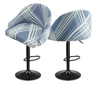 ABZDUNG Printed Curved Back Bar Stool Covers Kitchen Stool Covers 4/2/1 Pieces, Stretch Bar Stool Slipcover Kitchen Chair Covers Pub Chair Covers(Blu,1pcs)