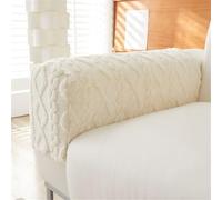 ABZDUNG Sofa Armrest Protectors 2PCS, Plush Jacquard Armrest Covers Stretchy Chair Couch Arm Protector Stretch Fit, Sofa Arm Caps Slipcovers, for Armchairs, Sofas, Non-Slip Armchair(White)