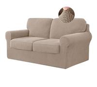 ABZDUNG Stretch Sofa Cover with Separate Backrests Covers and Seat Cushions, Sofa Slipcover Anti-Slip with Elastic Band, Jacquard Fabric Furniture Protector(Sand,2 Seater)