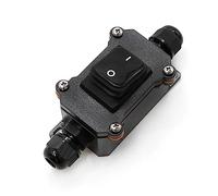AC 110-220V IP67 Waterproof Inline Cord Switch 2 Position 4Pin DPST On-Off Toggle Switch with Red Light Rocker Button,Two-Side Entry and Exit Line 16A/250V 20A/125V AC (Black)(Black)