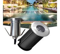 AC 12V Low Voltage Mini Outdoor Buried Lights, IP68 Waterproof, 30° Beam Angle Recessed Spotlight(Warmwhite,1w 42mm)
