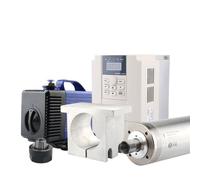 AC 220/380v Router Use Water Cooled 2.2kw Electric Motor Kit 80mm Er20 High 24000rpm+Inverter Set(Spindle set 220v)