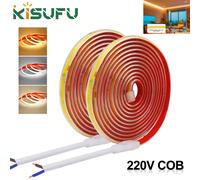 AC 220V COB Strip 240Leds/M IP65 Waterproof 3000K 4000K 6000K Flexible Ribbon Rope LED Light 10CM Cut Self Adhesive Diode Tape 2M