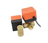 AC 220V DC 12V 24V Brass Electric Thread Ball Valve 2-Way 3-Wire Solenoid Water Valve with Actuator DN15/20/25/32/40/50(220V-3 Way)