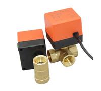 AC 220V DC 12V 24V Brass Electric Thread Ball Valve 2-Way 3-Wire Solenoid Water Valve with Actuator DN15/20/25/32/40/50(24v-3 Way,DN32)