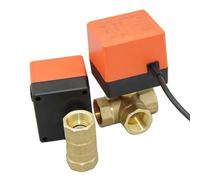 AC 220V DC 12V 24V Brass Electric Thread Ball Valve 2-Way 3-Wire Solenoid Water Valve with Actuator DN15/20/25/32/40/50(Dn40,220V-3 Way)