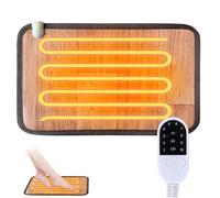 AC 230V Heated Floor Mat, Carbon Crystal Heating Pad, Heated Foot Warmer, 10 Temperature Settings, 3-Speed Timing, Electric Foot Warmer, Under Desk Foot Heater for Office, Home, Women Men, Wood Grain