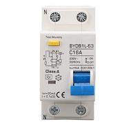 AC 230V Residual Current Circuit Breaker 30ma C16 1P N Leakage Protector Overload Protection Air Switch for Residential Lighting Distribution Lines Solar PV System