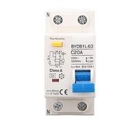 AC 230V Residual Current Circuit Breaker 30ma C20 1P N Leakage Protector Overload Protection Air Switch for Residential Lighting Distribution Lines Solar PV System