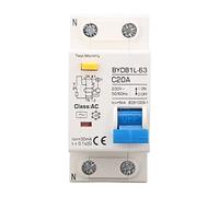 AC 230V Residual Current Circuit Breaker 30ma C20 1P N Leakage Protector Overload Protection Air Switch for Residential Lighting Distribution Lines Solar PV System