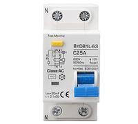 AC 230V Residual Current Circuit Breaker 30ma C25 1P N Leakage Protector Overload Protection Air Switch for Residential Lighting Distribution Lines Solar PV System