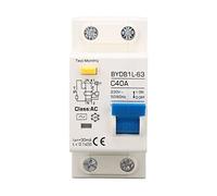AC 230V Residual Current Circuit Breaker 30ma C40 1P N Leakage Protector Overload Protection Air Switch for Residential Lighting Distribution Lines Solar PV System