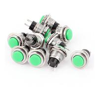 AC 250V 3A Green Flat Cap Momentary ON/Off Push Button Switch 10Pcs Contactor