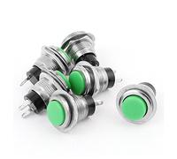 AC 250V 3A Green Flat Cap Momentary ON/Off Push Button Switch 6Pcs Contactor