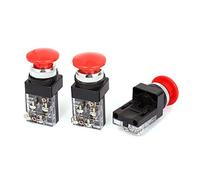 AC 250V 6A DPST 4 Screw Terminal Momentary Push Button Switch 3pcs Red Contactor