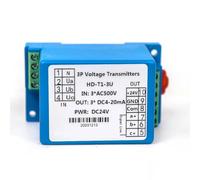 Ac 3 Phase 3 Wires Voltage Transmitter Transformer Sensor Ac 0-500V 4-20mA 0-10V DC24V Power Supply 4 Wire 1Pcs(3ph AC0-380V,0-20mA output)