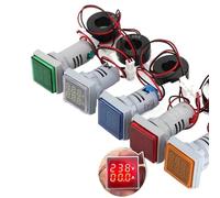 AC 50-500V 0-100A Square LED Digital Voltmeter Ammeter 110V 220V Voltage Current Meter Voltammeter Car Volt Amp Tester Detectort(White voltage light)