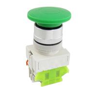 AC 660V 10A 40mm 1.6" Green Mushroom Head Momentary Push Button Switch 1 NO NC