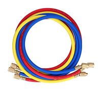 AC Charging Hose Refrigerant Pipe 3Pcs Set High Pressure Rubber with Brass Joints for Automobile Air Conditioners Industrial HVAC Systems Red Yellow Blue 1.5 Meter
