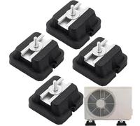 AC Condenser Bracket Pads - Stops Floor Shaking, Four Piece Black Block Visual Shape, 13x10x6cm Dimensions + 250g Total Mass, Solid Rubber Compound Base Mounts - for Heat Pumps & Outside Units