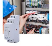 AC Contactor 25A 2 Pole 2NO 230V for Load and Lighting Circuit Control, Rail Mount, Compact 18x68x83.5mm, Nylon PA6, White