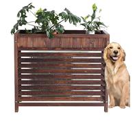 AC Cover Wooden Plant Stand & Privacy Screen Decorative Fence for Air Conditioner Carbonized Weatherproof Design (XLarge)