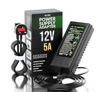 AC DC 12V 5A 60W Power Supply Adapter Charger Transformer with DC 5.5x2.1mm / 5.5x2.5mm Plug For LED CCTV 3 Pin UK Plug