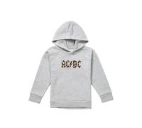 AC/DC ACDC Leopard Print Youth Kids Pull-Over Hoodie, Athletic Heather in Grey | Size: 12-13 Years AC/DC Grey 12-13 Years