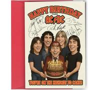 AC/DC Autograph Birthday Card - Inspired Funny Caricature with Reproduction Printed Autographs | Rock Music Memorabilia Unique Present for Fans and Classic Rock Guitar Theme Collectors No1958