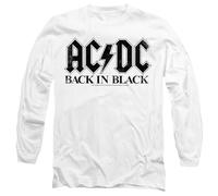 AC/DC Back in Black Mens Long Sleeve T Shirt, White, Small