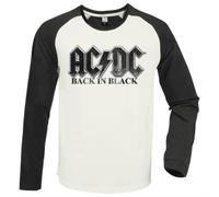 AC/DC BACK IN BLACK VINTAGE WHITE/CHARCOAL SMALL BASEBALL JERSEY