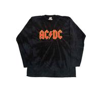 AC/DC Band Logo Dip Dye Long Sleeve T-Shirt in Black | Size: Large AC/DC Black L