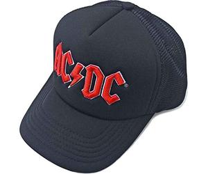 AC/DC Baseball Cap classic Red Band Logo Official Black Mesh Trucker One Size