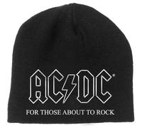 AC/DC Beanie Cap For Those About To Rock Logo Official New Black Size One Size, Black/White, One size