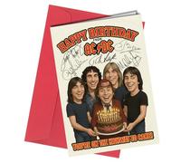 AC/DC Birthday Card - Funny Caricature with Reproduction Printed Autographs | Rock Music Memorabilia, Unique Present for Fans and Classic Rock Collectors No1958