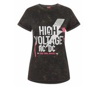 AC/DC Black Slogan Text With Band Logo Short Sleeved T-Shirt Womens