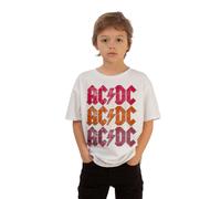 AC/DC Boy's Repeat Logo Distressed T-Shirt in White | Size: 3-4 Years AC/DC White 3-4 Years