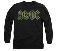 AC/DC Checkerboard Gradient Logo Mens Long Sleeve T Shirt, Black, M